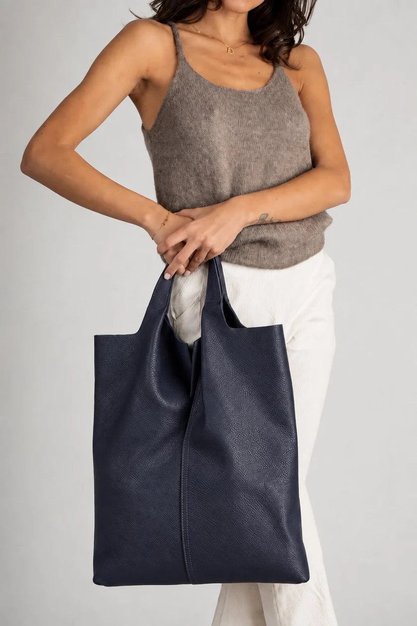 ARINA Sac cabas en cuir - Noir - Marron -Beige