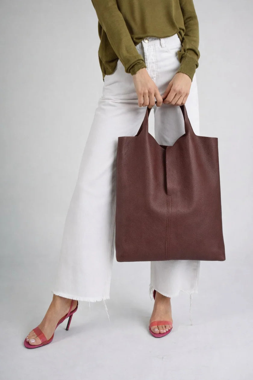 ARINA Sac cabas en cuir - Noir - Marron -Beige
