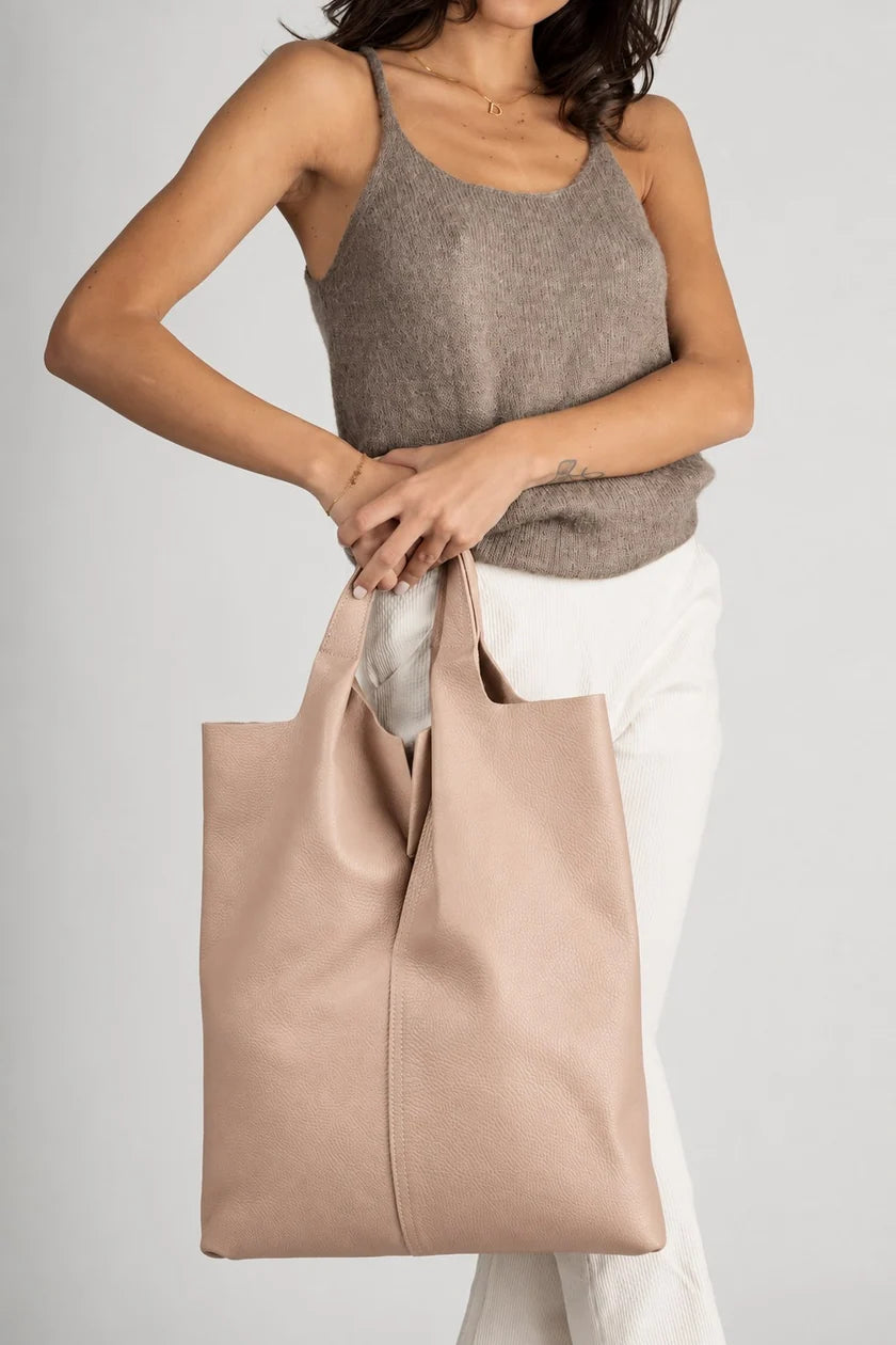 ARINA Sac cabas en cuir - Noir - Marron -Beige