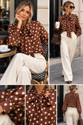 ✨ Blouse Femme Chic à Pois – Fabrication Italienne 🇮🇹