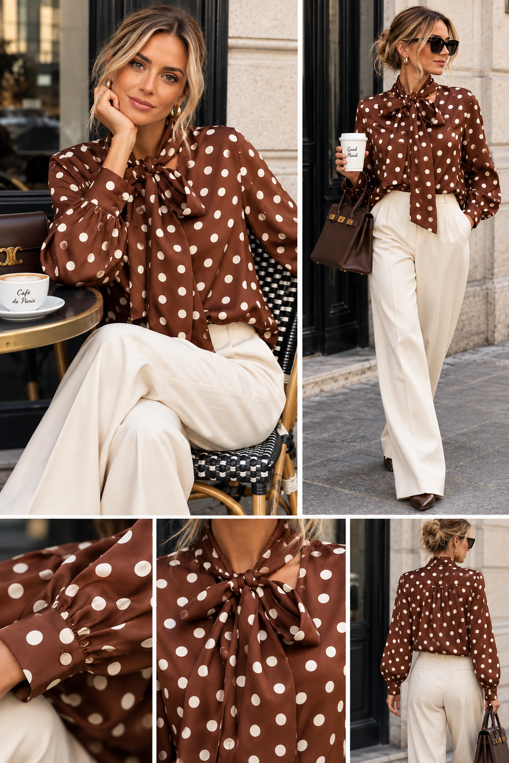 ✨ Blouse Femme Chic à Pois – Fabrication Italienne 🇮🇹