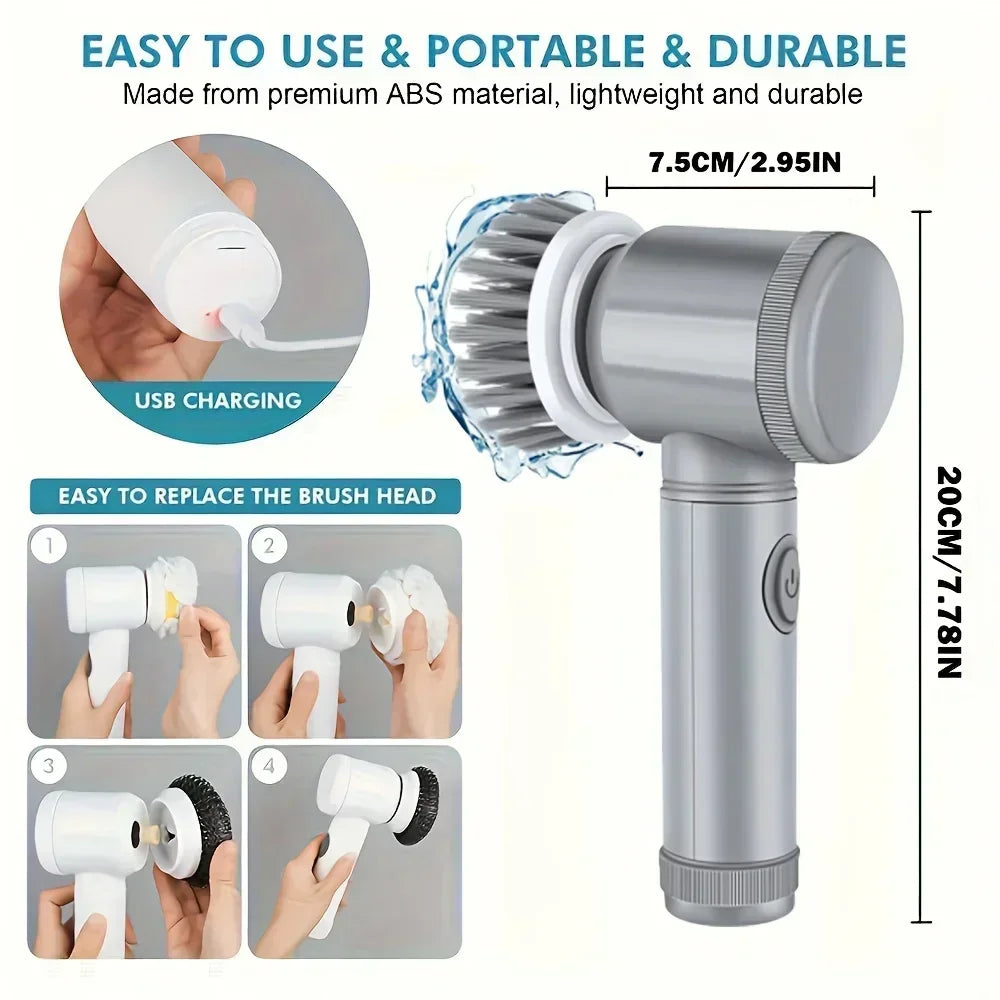 Brosse de Nettoyage électrique sans fil - 5 Tetes Interchangeables