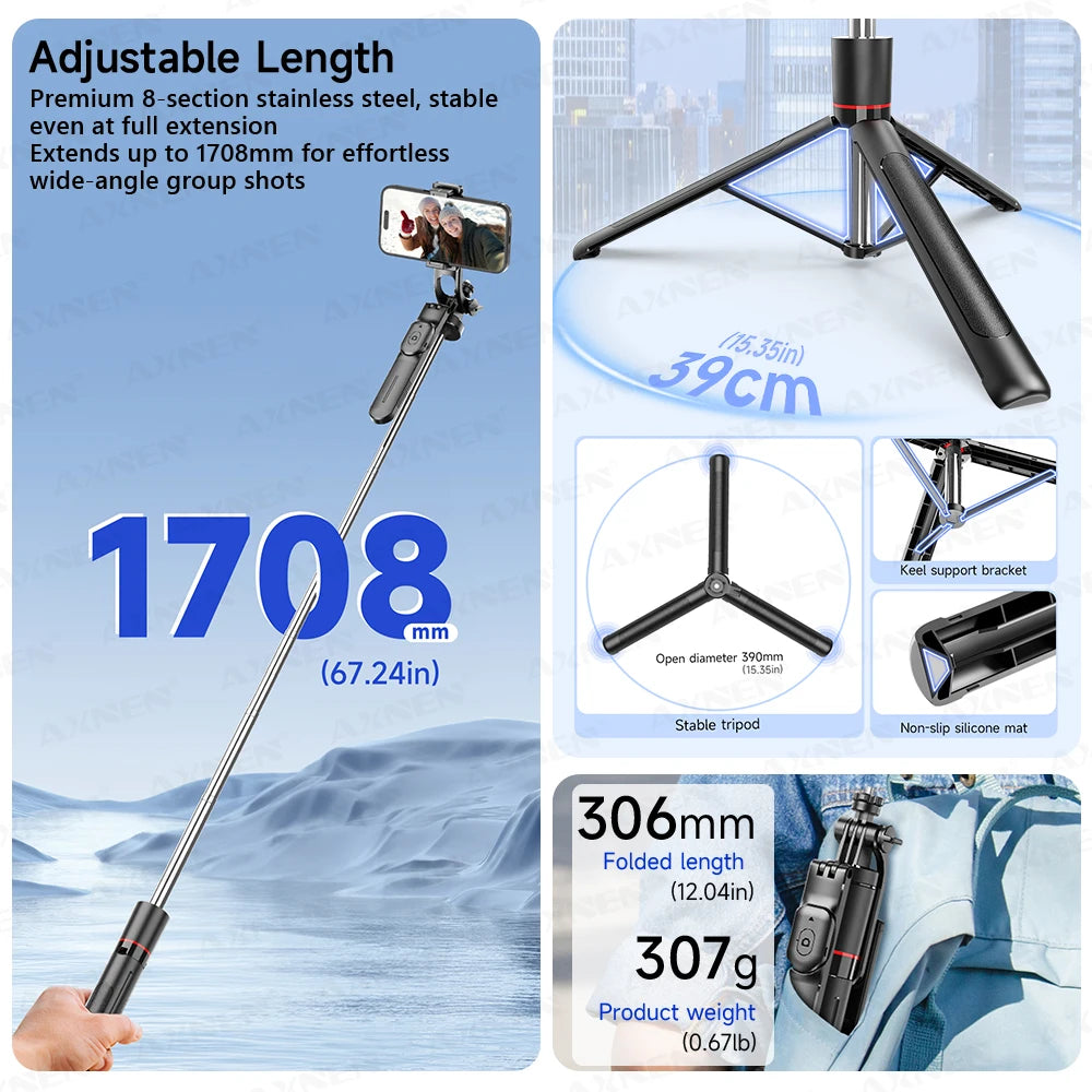 Trépied Smartphone f16 -170cm-telecommande Bluetooth - rotation 360