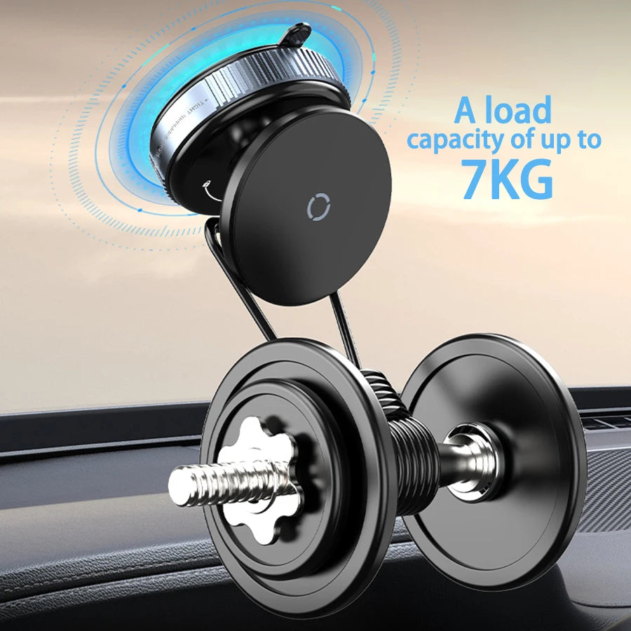 Support de téléphone pour voiture, support de voiture intelligent à vide magnétique Magsafe 360 ° Support de ventouse magnétique à absorption sous vide pour voiture