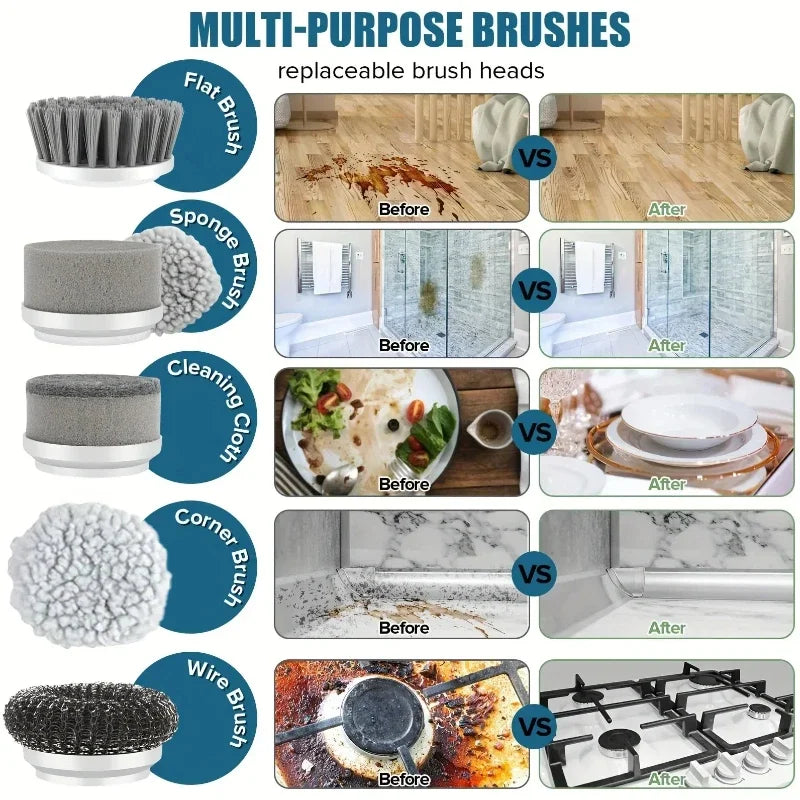 Brosse de Nettoyage électrique sans fil - 5 Tetes Interchangeables