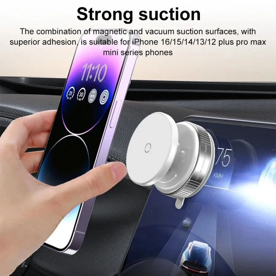 Support de téléphone pour voiture, support de voiture intelligent à vide magnétique Magsafe 360 ° Support de ventouse magnétique à absorption sous vide pour voiture