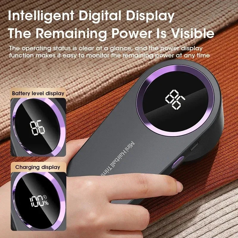 Rasoir anti-bouloches électrique portable pour vêtements – Rechargeable, avec écran LED