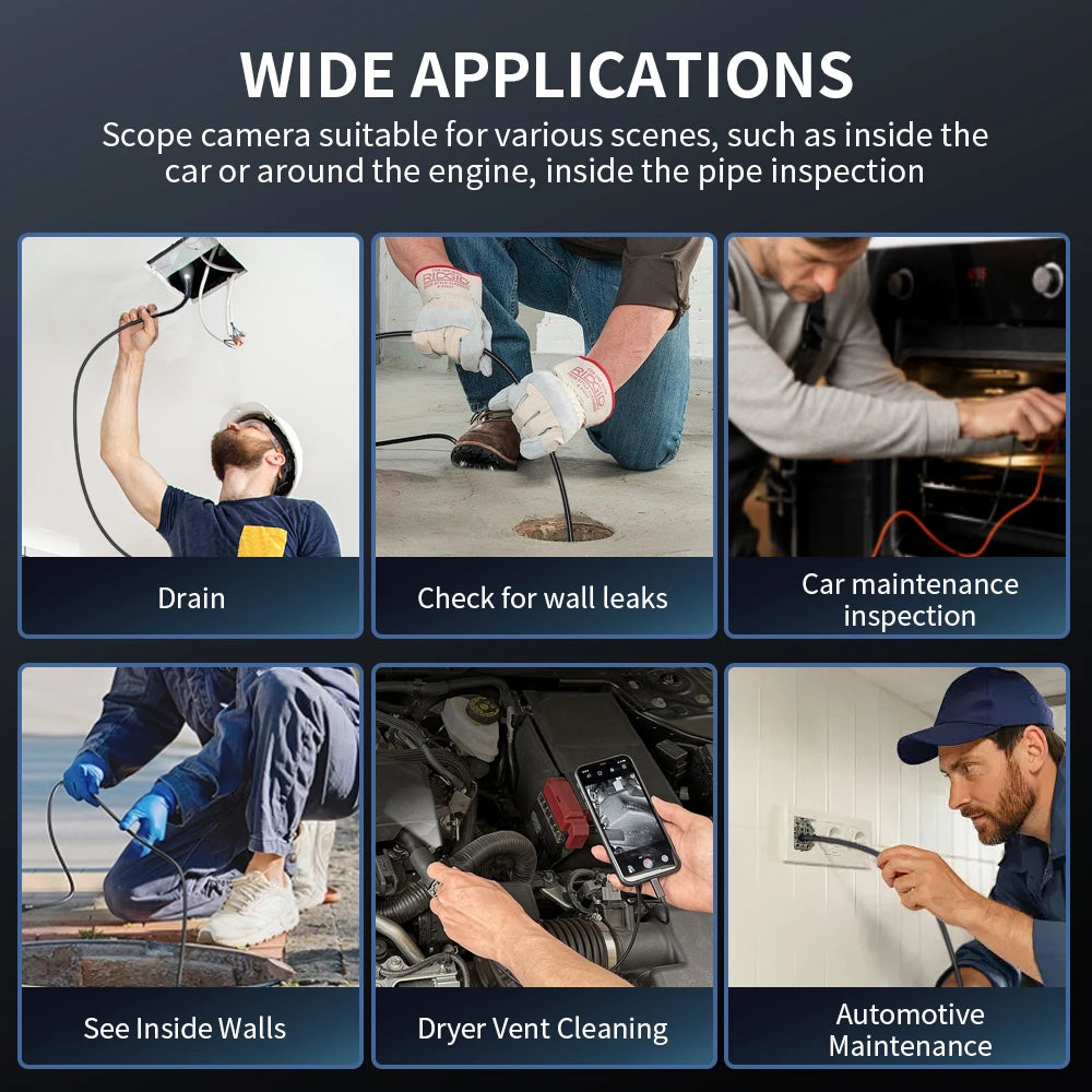 Caméra d'endoscope Android 7MM TYPE-C IP67 étanche avec 6 LED réglables, mini caméra borescope avec 6 LED