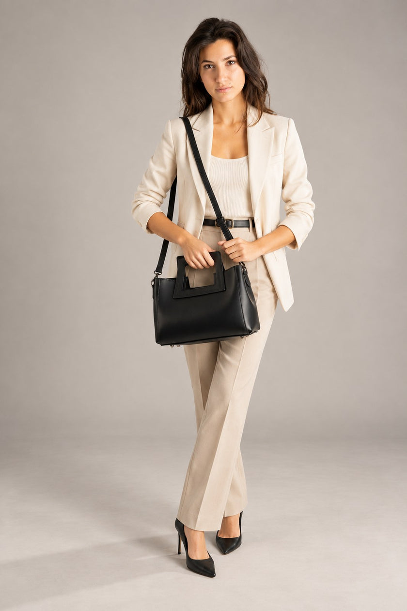 ANTHEA Sac à main en cuir - Noir - Bleu - Marron